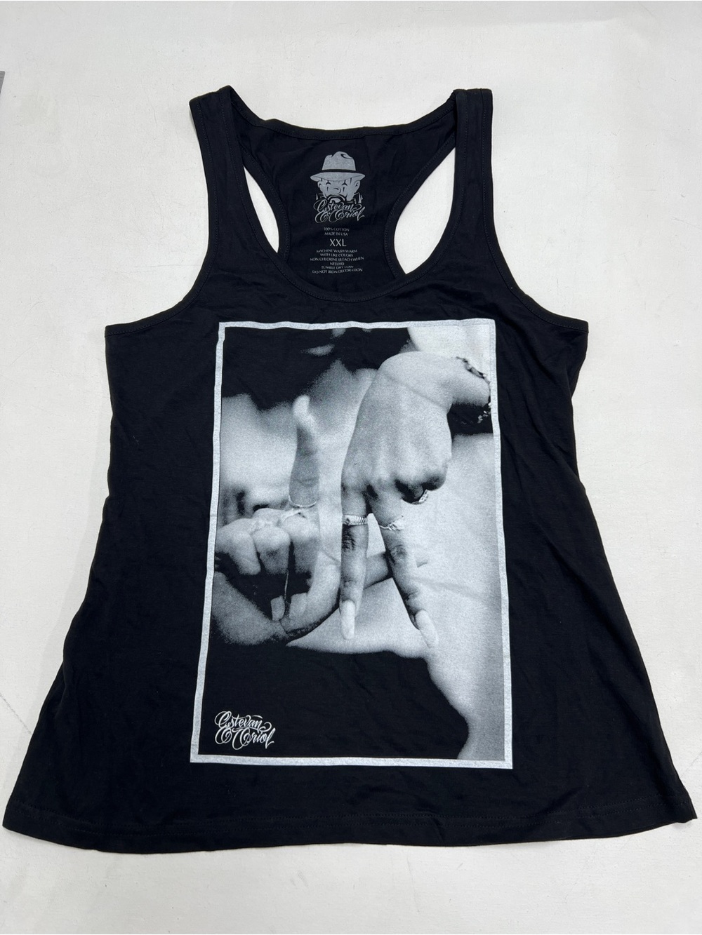 Estevan Oriol LA Hands Fingers Black Racerback Graphic Tank Top XXL